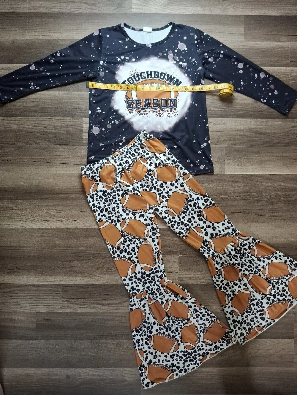 Kids Football 'Touchdown Season' Pajama Set - Black & Orange